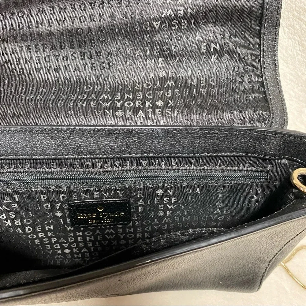 Kate Spade Jill Longacre Couth Black Leather Shoulder Bag Handbag‎ Chain Strap